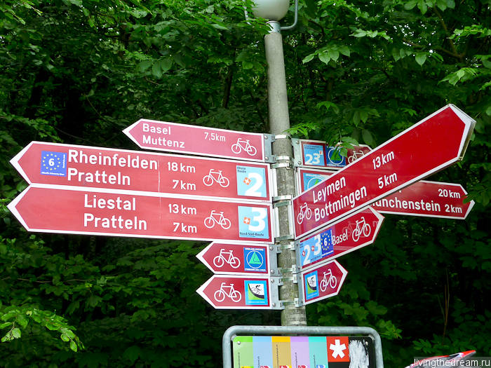 Указатели швейцарских веломаршрутов